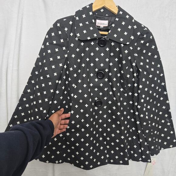 3 Sisters Womens Vtg Deadstock Y2K Elevated Basic Mod Twee Goth Swing Jacket S - Picture 4 of 12